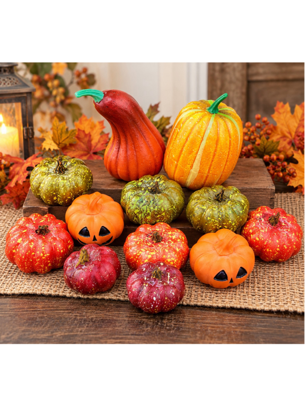 Set of 12 Mini Fall Pumpkins Gourds Glitter Halloween Thanksgiving Decor